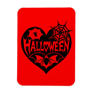 Halloweenhjärta, svart hjärta, spindelnät magnet