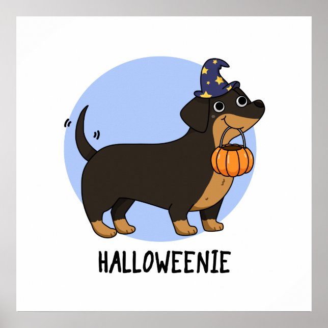 Halloweenie Funny Sause Hund Pun Poster (Framsidan)