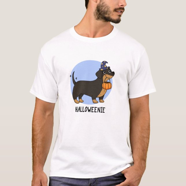 Halloweenie Funny Sause Hund Pun T Shirt (Framsida)