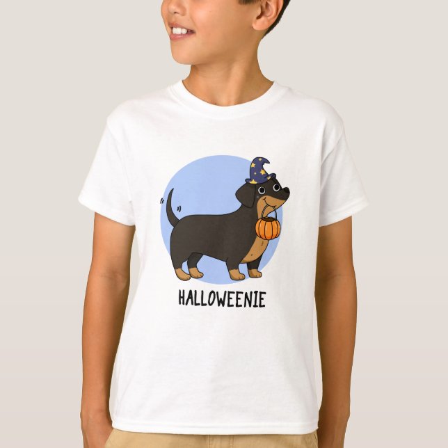 Halloweenie Funny Sause Hund Pun T Shirt (Framsida)