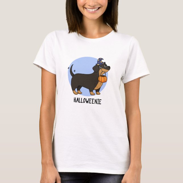 Halloweenie Funny Sause Hund Pun T Shirt (Framsida)