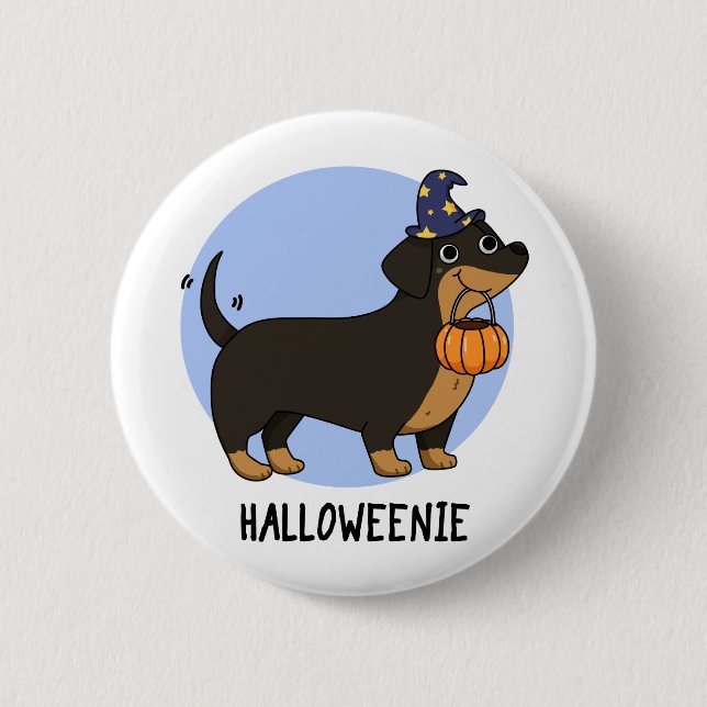 Halloweenie Rolig Korv Hund Puns  Knapp (Framsida)