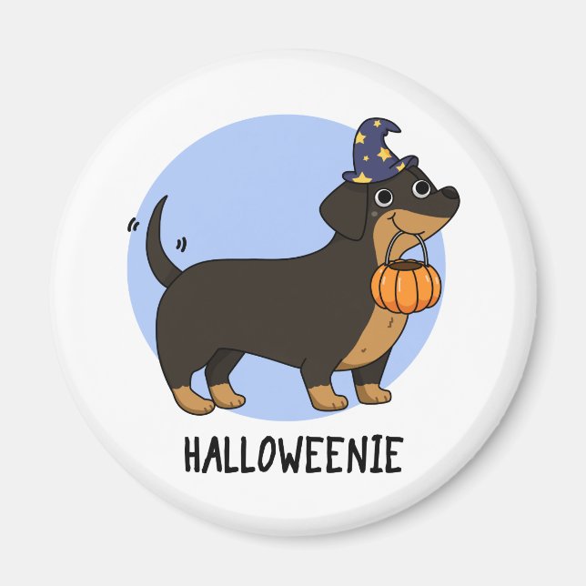 Halloweenie Rolig Korv Hund Puns  Magnet (Framsidan)