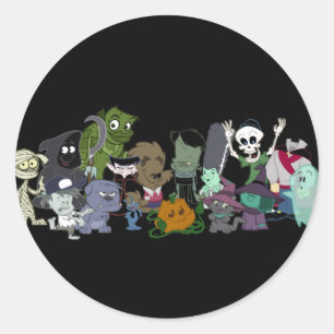 Halloweenies gruppfoto runt klistermärke
