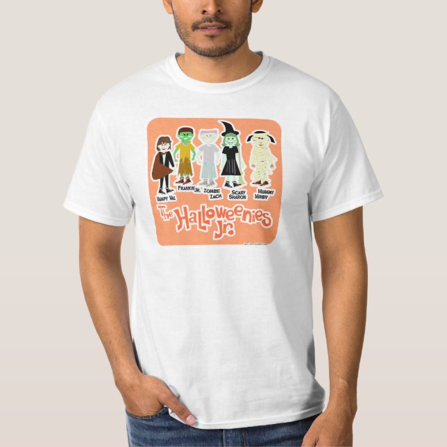 Halloweenies Junior Tecknad Halloween Characters T Shirt (Framsida)