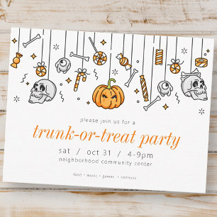 Halloweeninbjudan till Trunk or Treat-fest Modern Vykort