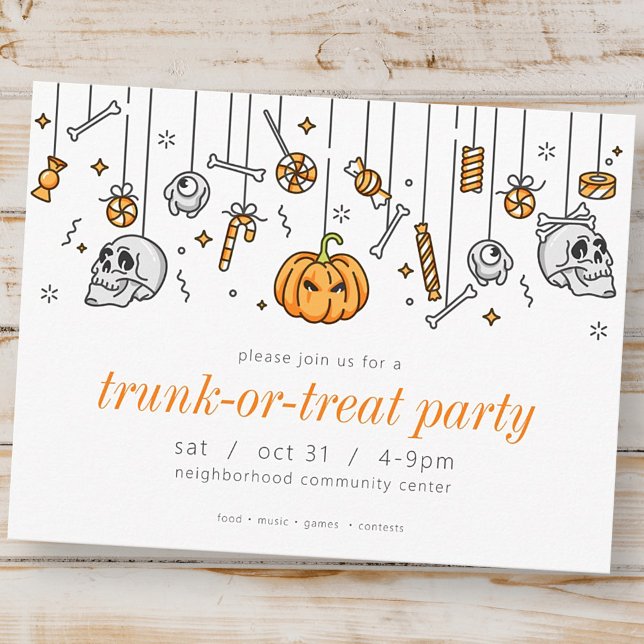 Halloweeninbjudan till Trunk or Treat-fest Modern  Vykort (Skapare uppladdad)