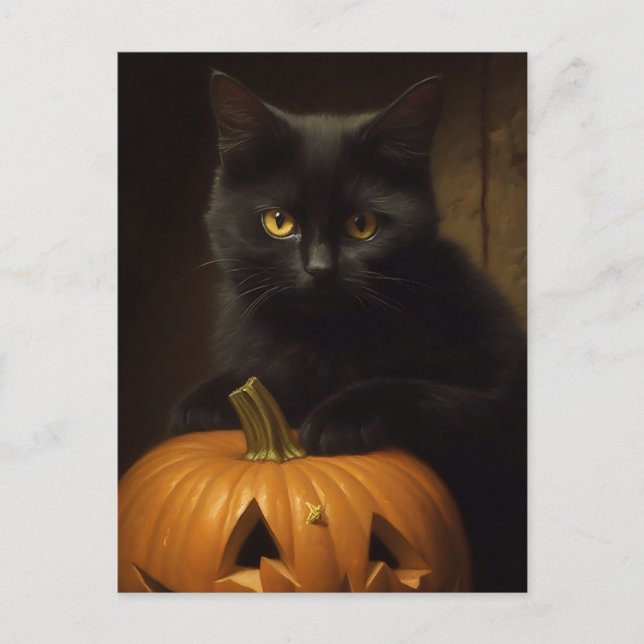 Halloweenkatten Vykort (Framsida)