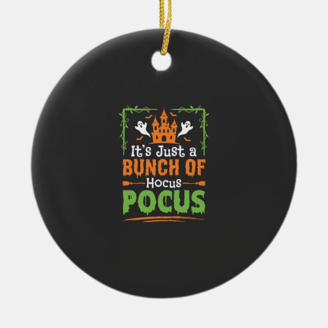 Halloweenknippe med hokus pokus julgransprydnad keramik (Framsidan)