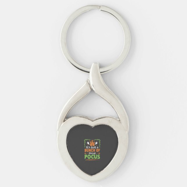 Halloweenknippe med hokus pokus twisted heart silverfärgad nyckelring (Framsidan)