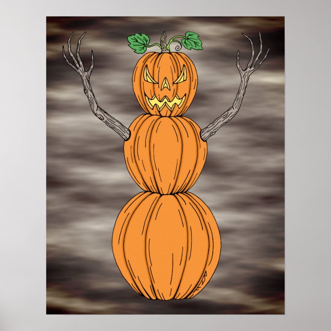 Halloweenkonst av pumpamänniskor poster (Framsidan)