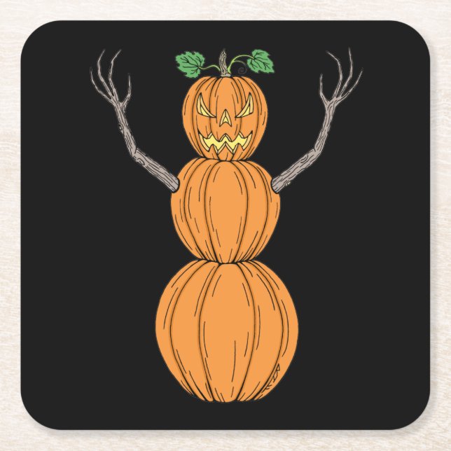 Halloweenkonst med pumpamann underlägg papper kvadrat (Framsidan)