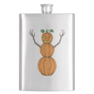 Halloweenkonst med pumpamänniskor fickplunta