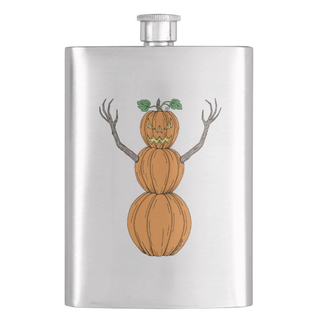Halloweenkonst med pumpamänniskor fickplunta (Framsidan)