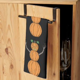 Halloweenkonst med pumpamänniskor kökshandduk