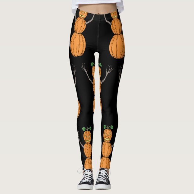 Halloweenkonst med pumpamänniskor leggings (Framsida)