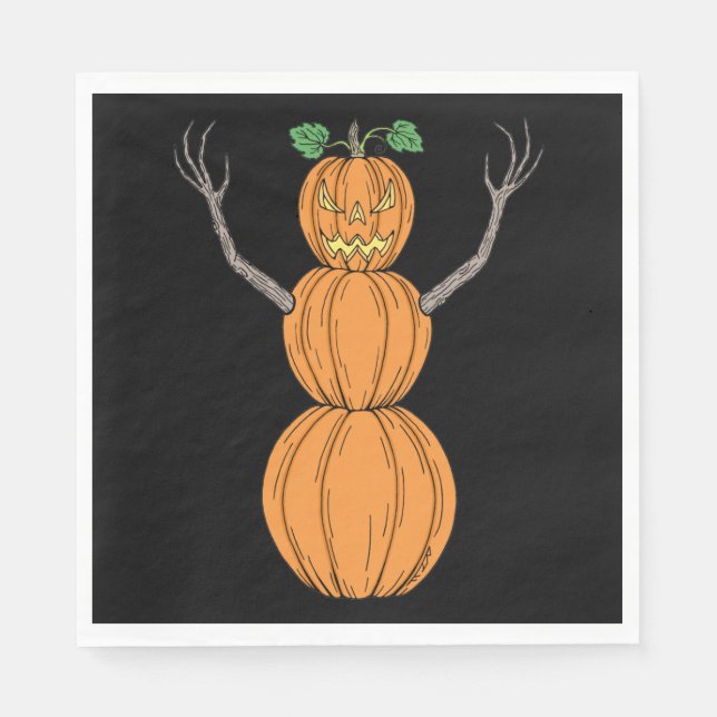Halloweenkonst med pumpamänniskor pappersservett (Framsidan)