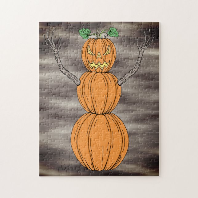 Halloweenkonst med pumpamänniskor pussel (Vertikal)