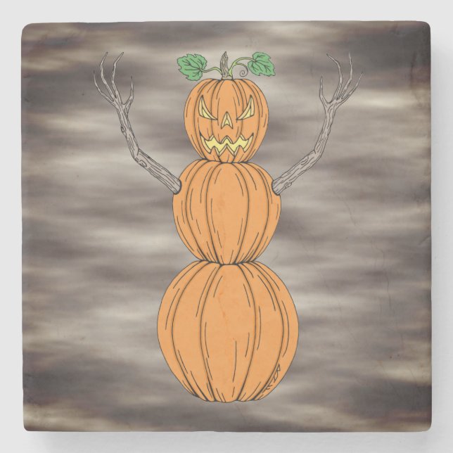 Halloweenkonst med pumpamänniskor stenunderlägg (Framsidan)