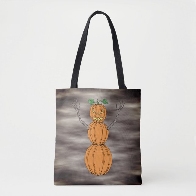 Halloweenkonst med pumpamänniskor tygkasse (Framsida)