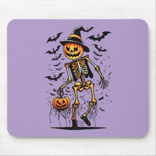 Halloweenkonst med pumpaskelett musmatta