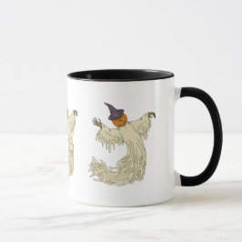 Halloweenkonst med spökhuvud av pumpa mugg