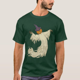 Halloweenkonst med spökhuvud av pumpa t shirt