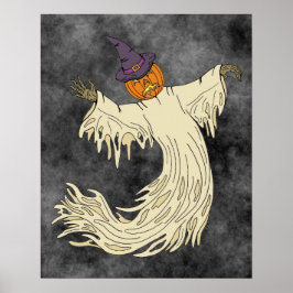 Halloweenkonst med spökhuvud med pumpa poster