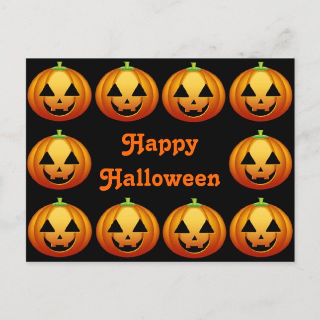 Halloweenkort Glad Halloween Pumpa Vykort (Framsida)