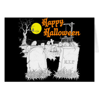 halloweenkyrka hälsningskort