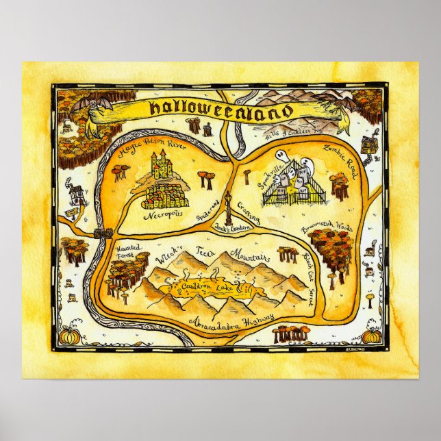 Halloweenland Karta Halloween Poster (Framsidan)