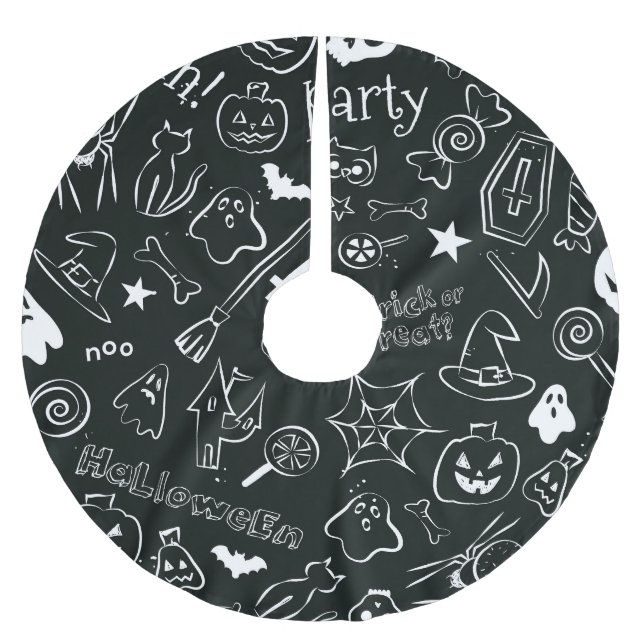 Halloweenmönster Julgransmatta Borstad Polyester (Framsidan)