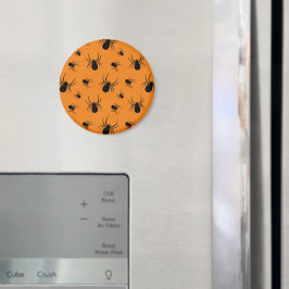 Halloweenmönster med spindlar Svart och Orange Magnet