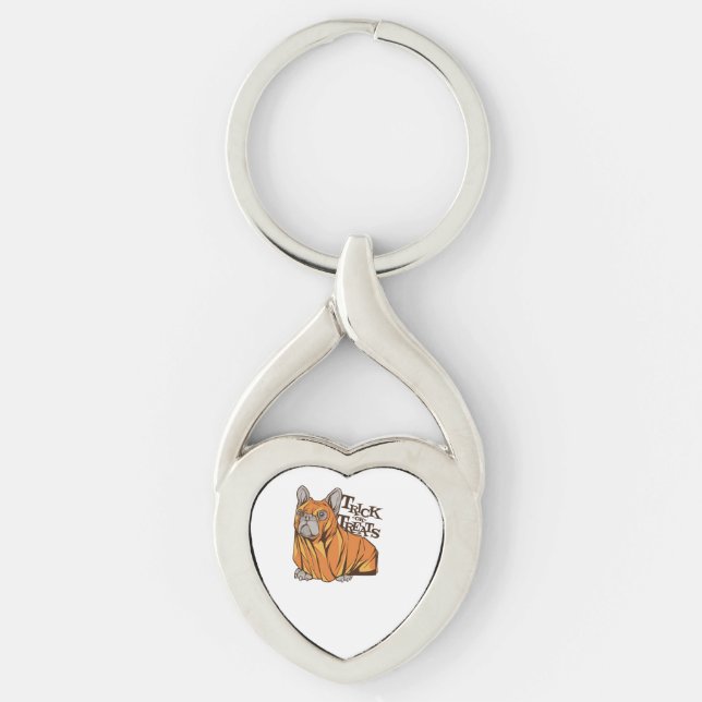 Halloweenmoppar Twisted Heart Silverfärgad Nyckelring (Framsidan)