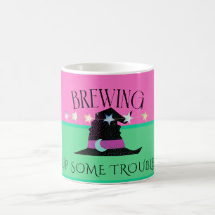 Halloweenmugg med rosa och grön design för häxor kaffemugg