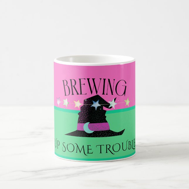 Halloweenmugg med rosa och grön design för häxor kaffemugg (Skapare uppladdad)