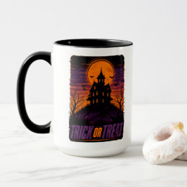 Halloweenmugg med vintage spökslott mugg