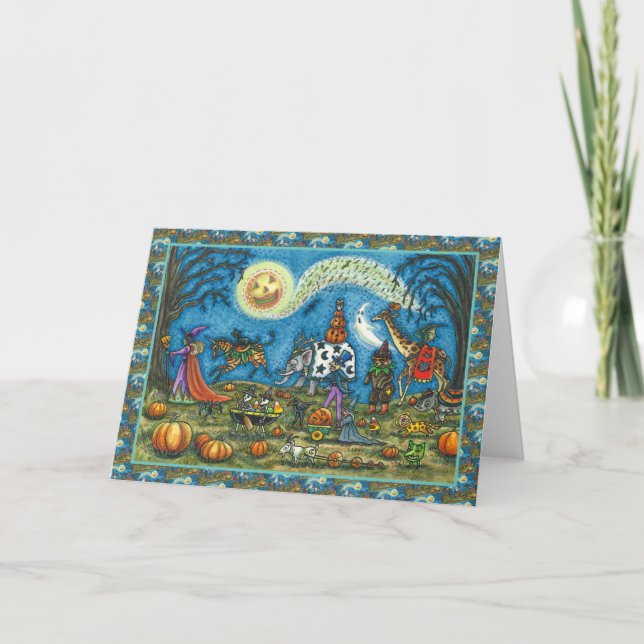 HALLOWEENPARAD Konstig Giraff Zebra Skelett TOM Helgkort (Framsida)