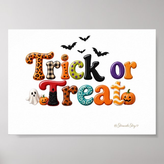 Halloweenplaid och virvlande bokstäver poster (Framsidan)