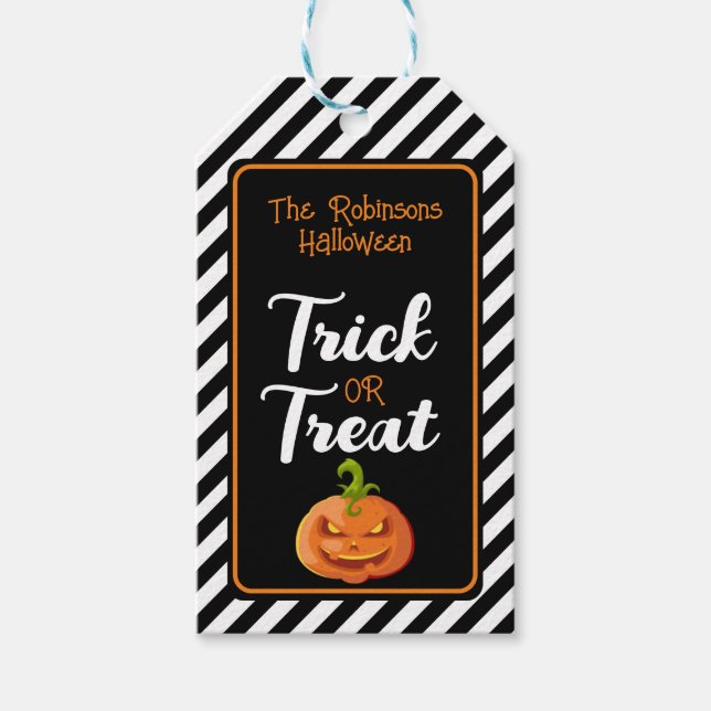 Halloweenpresent eller bus eller godis födelsedags presentetikett (Framsidan)