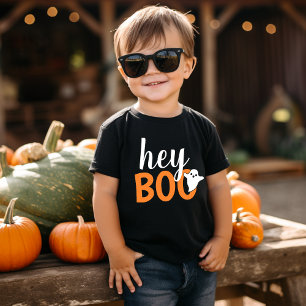 Halloweenpresent Hey Boo Pojkar Orange Spöke Rolig T Shirt