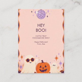 Halloweenpresent med Hey Boo lila Disco-spöke Tilläggskort