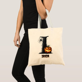 Halloweenpresent med monogram för Tjej eller Pojke Tygkasse
