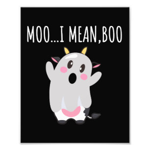 Halloweenpresent spökko Moo jag menar Boo Fototryck