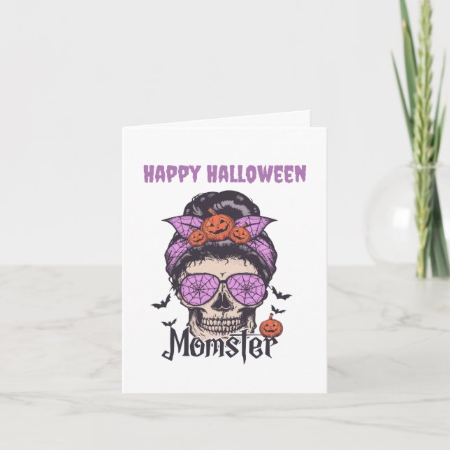 Halloweenpresent till Mamma Monster Helgkort (Framsida)