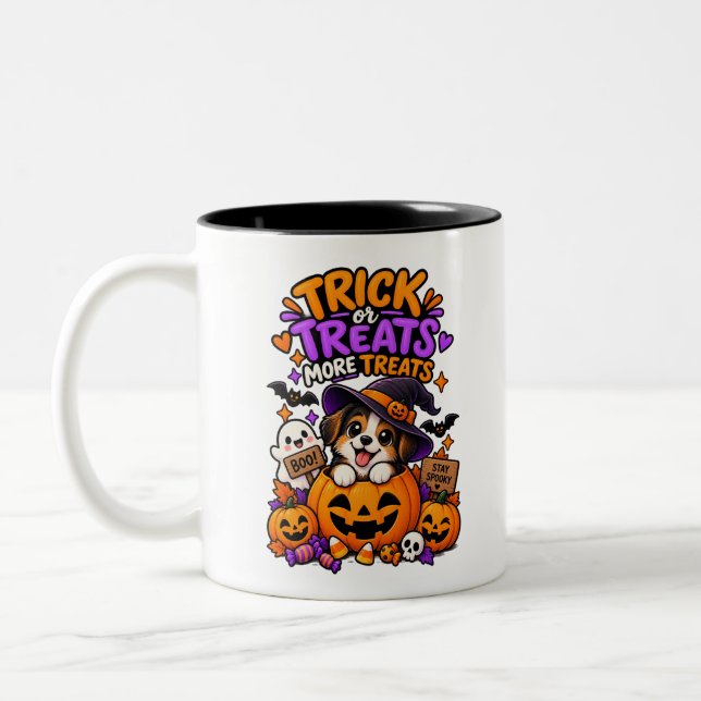 Halloweenpresenter, fler presenter, söt Halloween- Två-Tonad Mugg (Vänster)