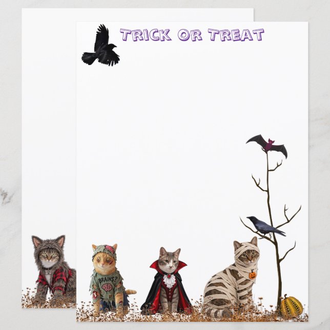 Halloweenpresenterande Kitty Katter Halloween Papp (Fram/baksida)