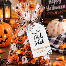 Halloweenpresentfavoritaggar för trick or treat presentetikett