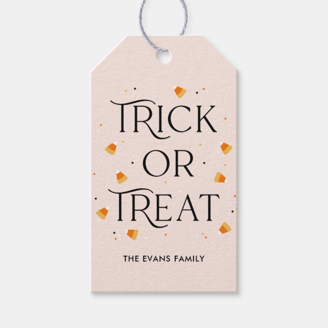 Halloweenpresentkort - Bus eller Godis-festpresent Presentetikett (Framsidan)