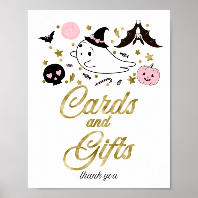 Halloweenpresentkort för babyfirande för flicka poster (Framsidan)